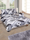 Grey & Silver Geometric Printed Cotton Double Queen Bedding Set With Pillow Cover