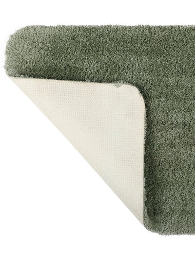Green & Brown Set of 2 Solid Patterned Microfiber Bathmat