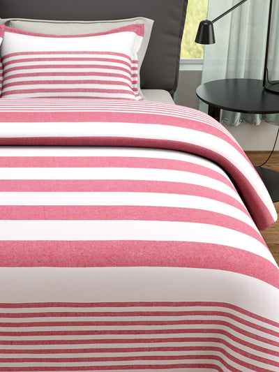 Pink & White Double Bed Cover with 2 Pillow Covers