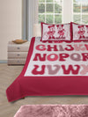 Maroon & Off White Double Bedsheet with 2 Pillow Covers