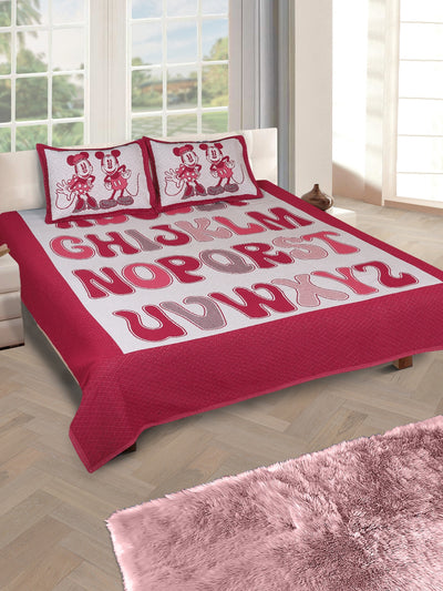 Maroon & Off White Double Bedsheet with 2 Pillow Covers