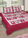 Maroon & Off White Double Bedsheet with 2 Pillow Covers