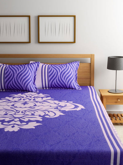 Blue Double Bed Cover with 2 Pillow Covers