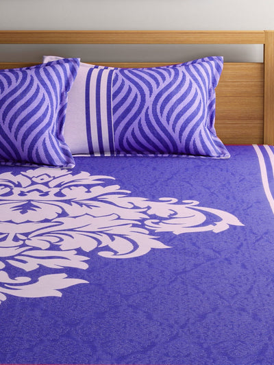Blue Double Bed Cover with 2 Pillow Covers