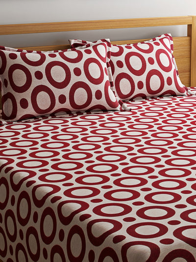 Red Double Bed Cover with 2 Pillow Covers