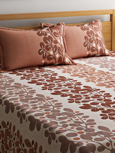 Rust Double Bed Cover with 2 Pillow Covers