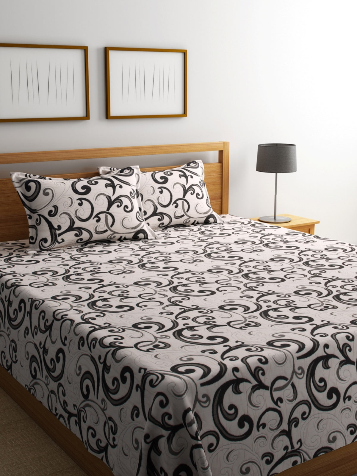 Black Double Bed Cover with 2 Pillow Covers