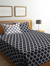 Black & Off White Double Bed Cover with 2 Pillow Covers