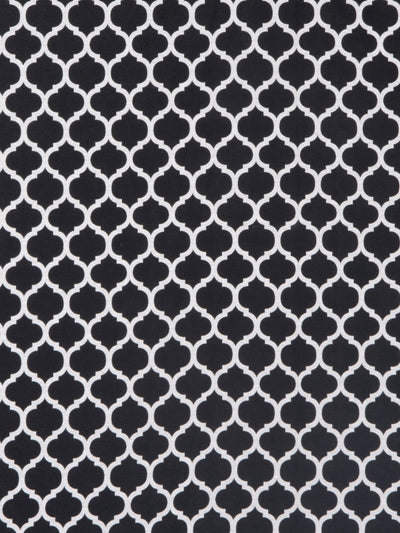 Black & Off White Double Bed Cover with 2 Pillow Covers