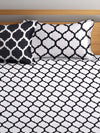 Black & Off White Double Bed Cover with 2 Pillow Covers