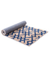 Beige & Royal Blue Microfiber Bed Runner