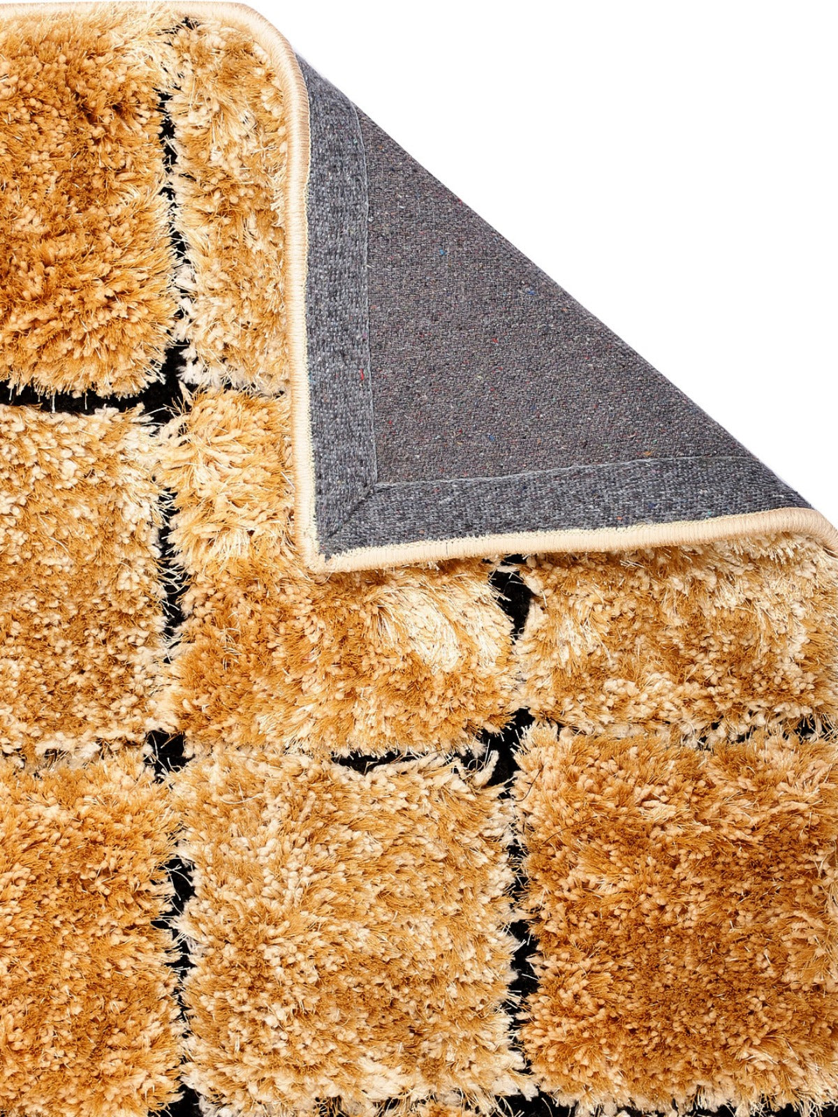 Gold Polyester Shaggy Bed Runner