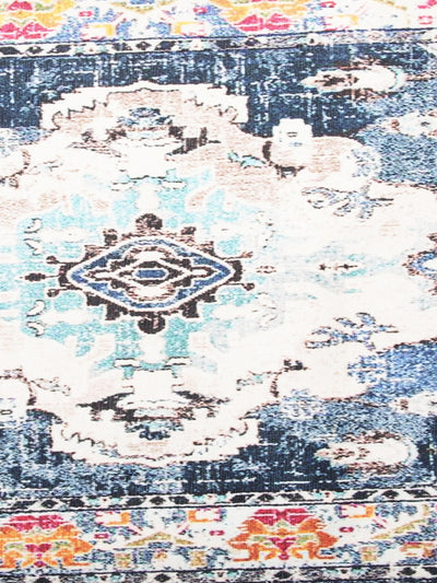 Blue & Off White 22 inch x 55 inch Ethnic Motifs Patterned Bed Runner