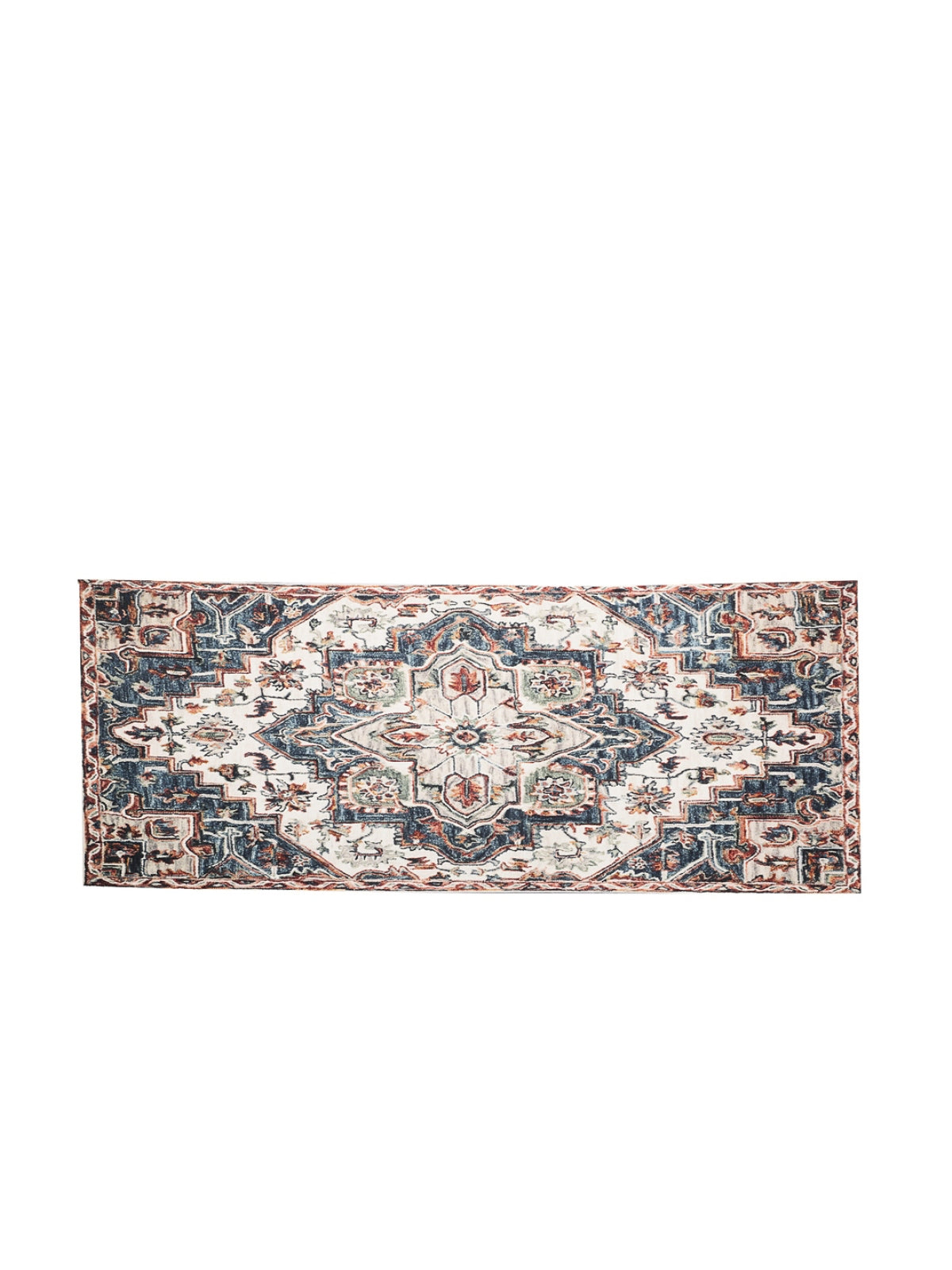 Blue & Cream 22 inch x 55 inch Ethnic Motifs Patterned Bed Runner