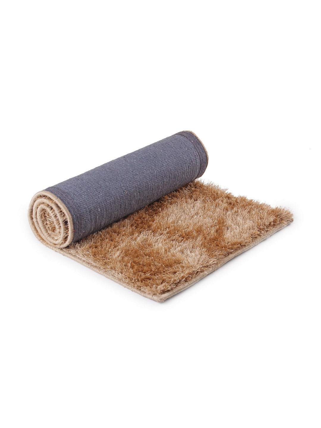Tan Brown Polyester Shaggy Bed Runner