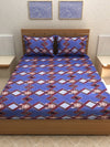 ROMEE Blue Geometric 144 TC King Bedsheet with 2 Pillow Covers