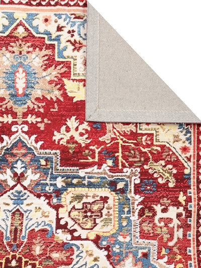 Red & Beige 3 ft x 5 ft Ethnic Motifs Patterned Carpet
