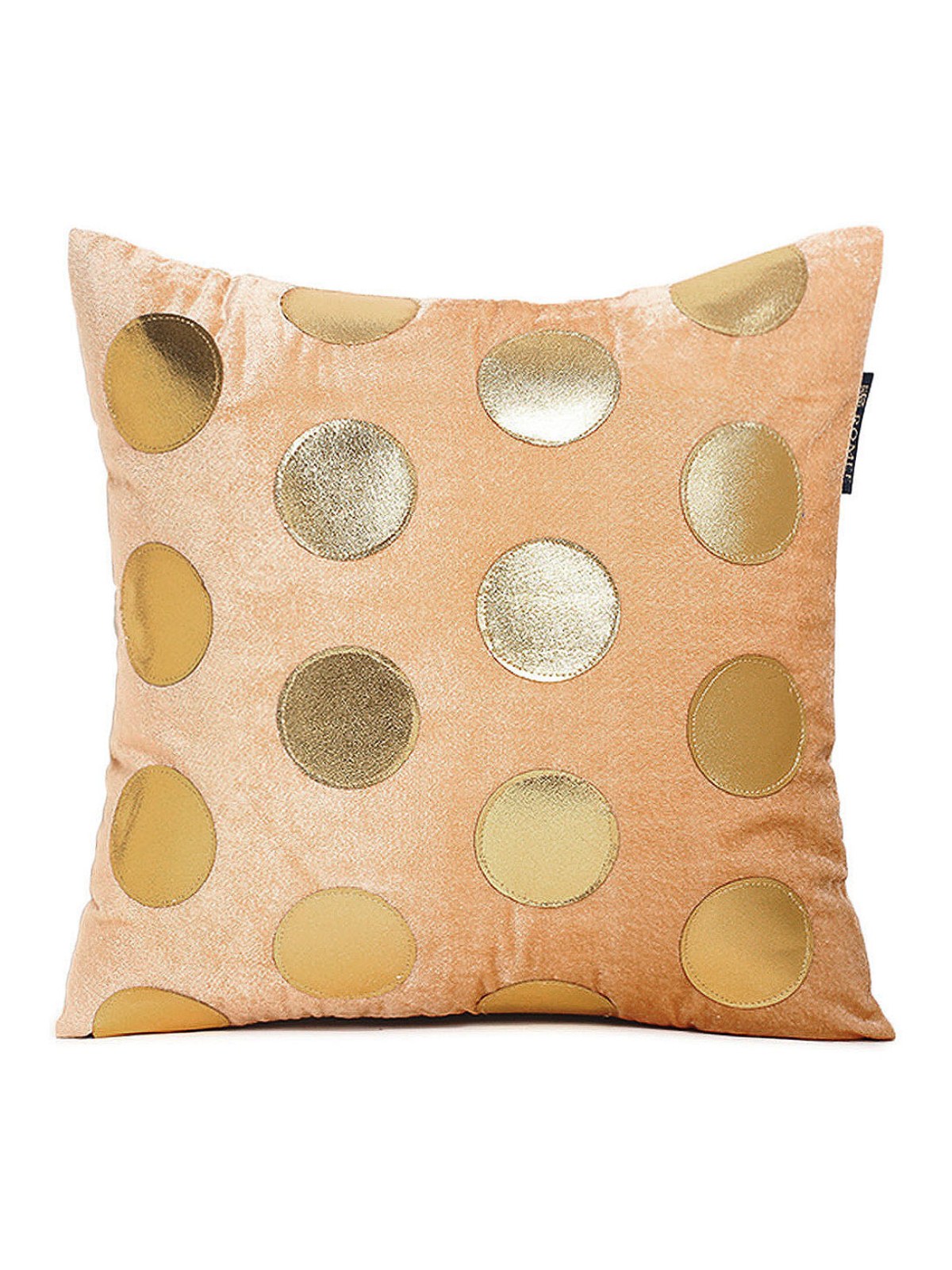 Soft Polyester Velvet Circle Patchwork Designer Cushion Covers 16x16 inches, Set of 5 - Beige