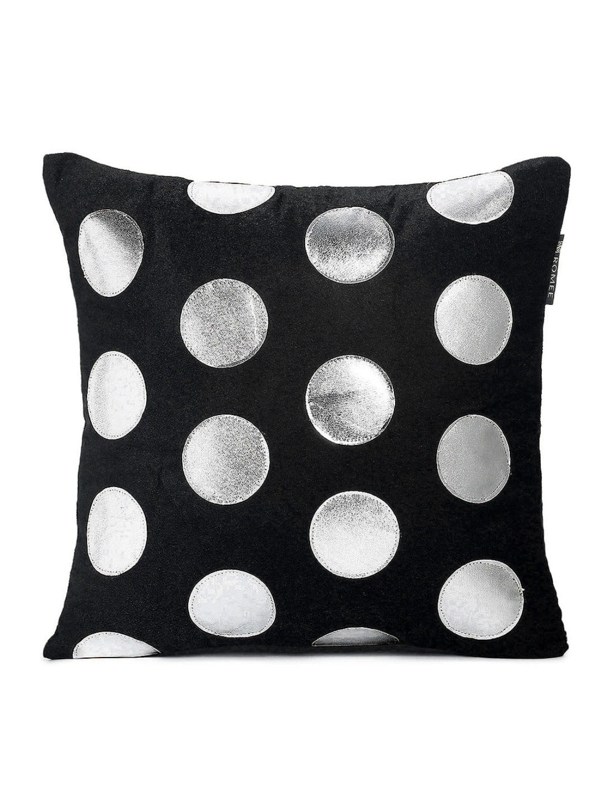 Soft Polyester Velvet Circle Patchwork Designer Cushion Covers 16x16 inches, Set of 5 - Black