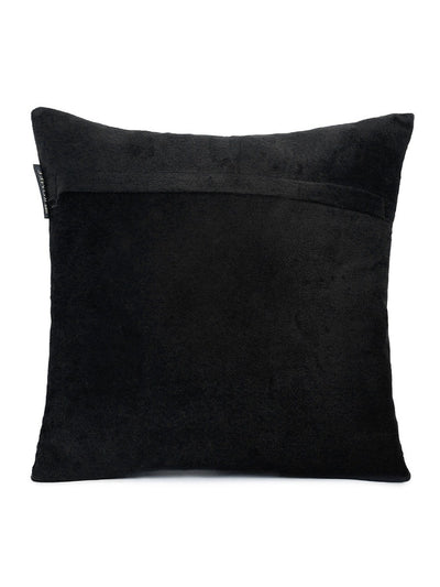 Soft Polyester Velvet Circle Patchwork Designer Cushion Covers 16x16 inches, Set of 5 - Black