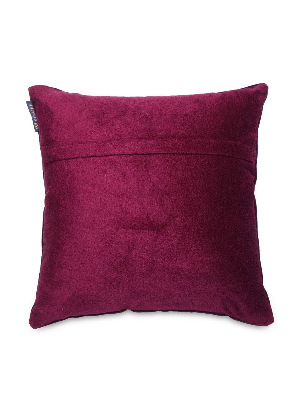 Peacock Feather Cut Designer Velvet Cushion Covers 16 inch x 16 inch, Set of 5 - Purple