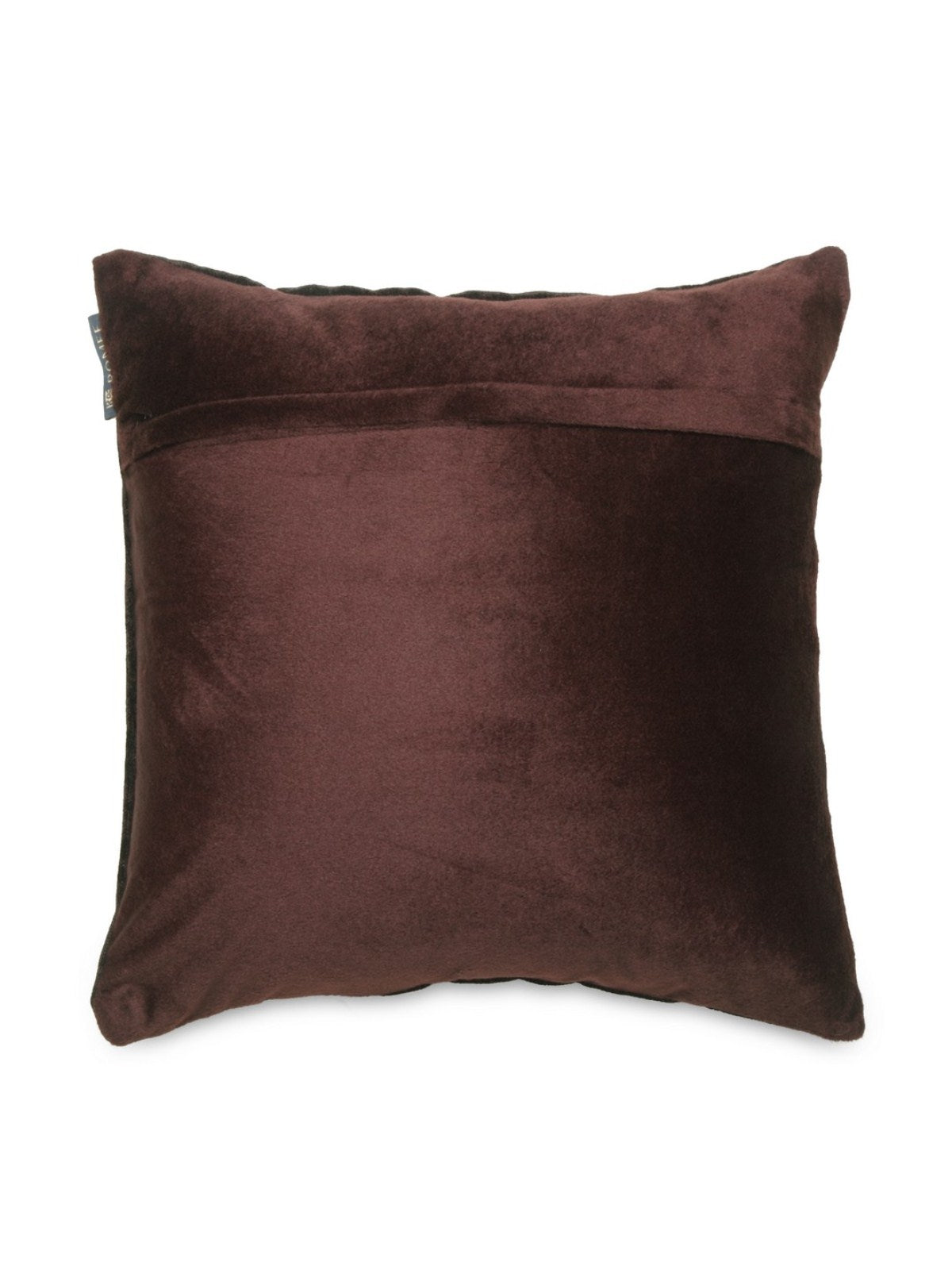 Peacock Feather Cut Designer Velvet Cushion Covers 16 inch x 16 inch, Set of 5 - Brown