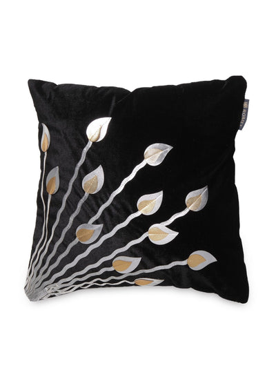 Leaves Design Floral 5 Piece Velvet Cushion Cover Set - 16" x 16", Multicolour