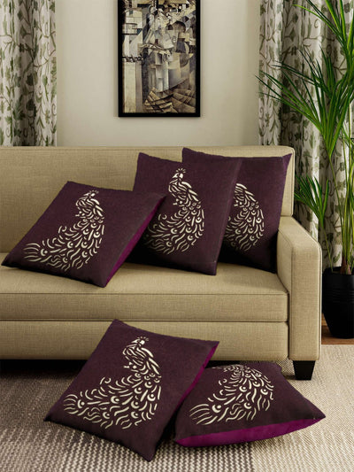 Purple Set of 5 Velvet 16 Inch x 16 Inch Cushion Covers