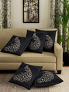 Black Set of 5 Velvet 16 Inch x 16 Inch Cushion Covers