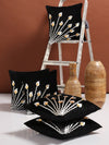 Soft Polyester Velvet Leaves Patchwork Designer Cushion Covers 16x16 inches, Set of 5 - Black