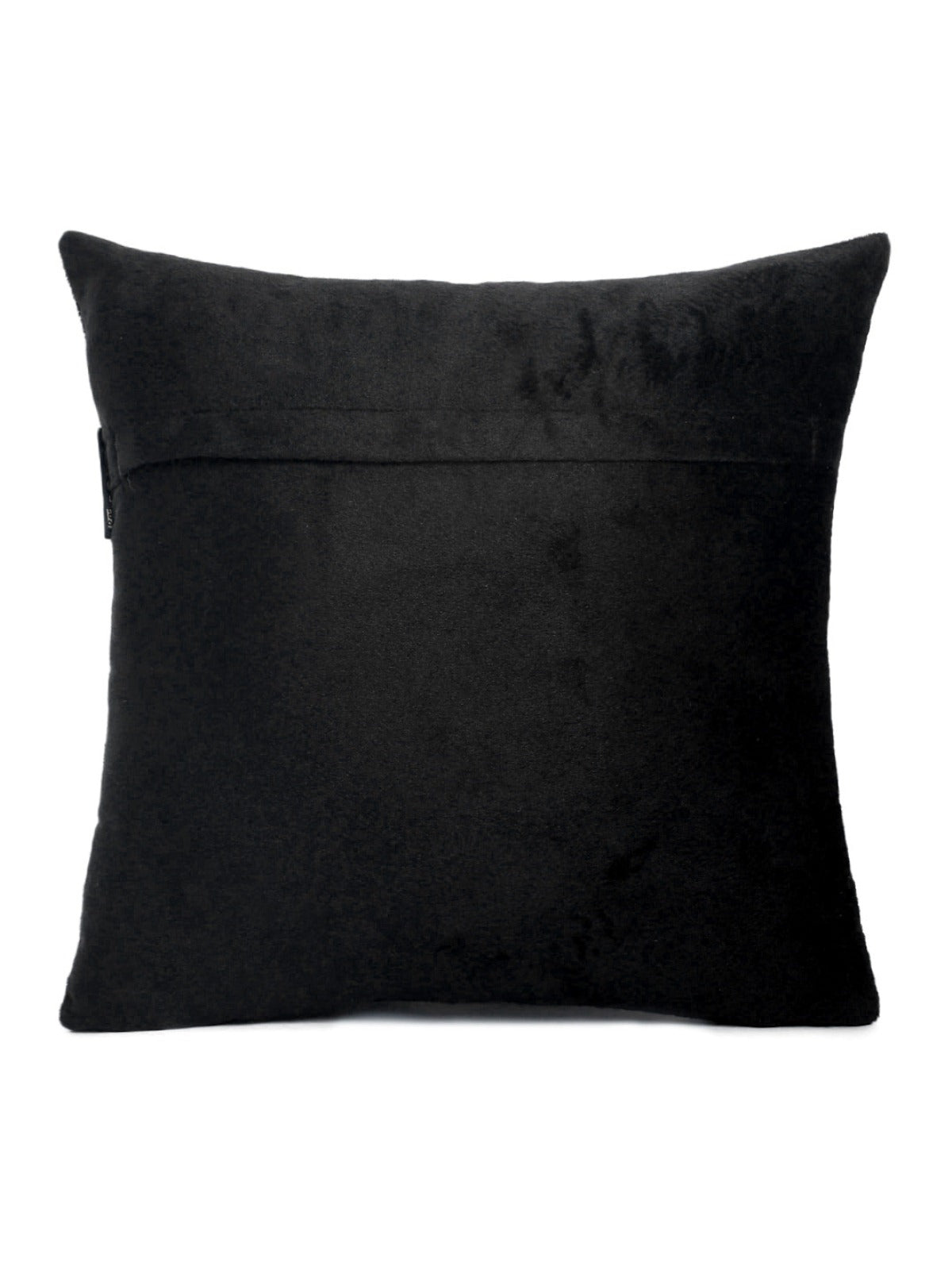 Soft Polyester Velvet Leaves Patchwork Designer Cushion Covers 16x16 inches, Set of 5 - Black