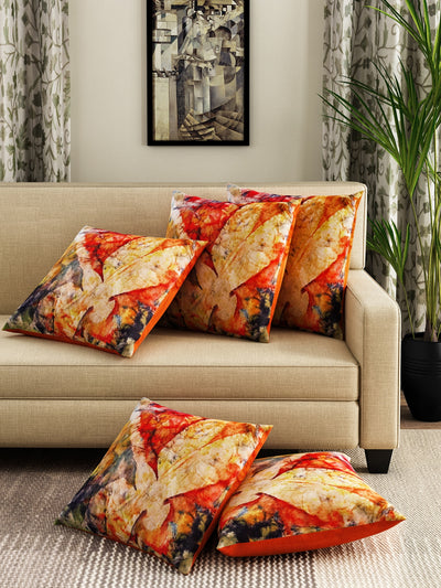 Dragonfly Digital Printed Character 5 Piece Velvet Cushion Cover Set - 16" x 16", Multicolour