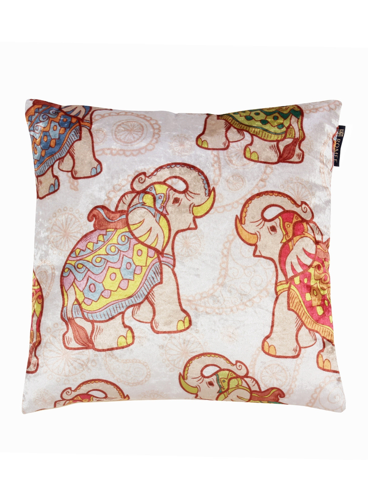 Soft Velvet Elephant Animal Print Throw Pillow/Cushion Covers Set of 5, 16x16 inches - Multicolor