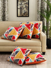 Printed Abstract 5 Piece Velvet Cushion Cover Set - 16" x 16", Multicolour