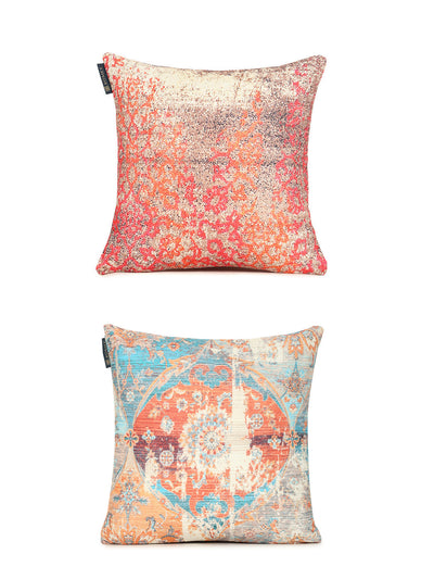 2 Piece Polyester Cushion Cover Set - 16" x 16", Multicolour