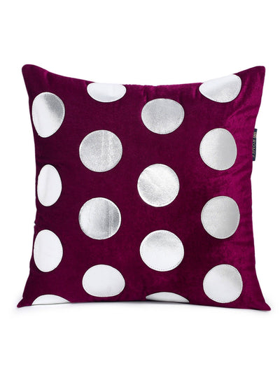 Soft Polyester Velvet Circle Patchwork Designer Cushion Covers 16x16 inches, Set of 5 - Purple