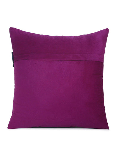 Soft Polyester Velvet Circle Patchwork Designer Cushion Covers 16x16 inches, Set of 5 - Purple