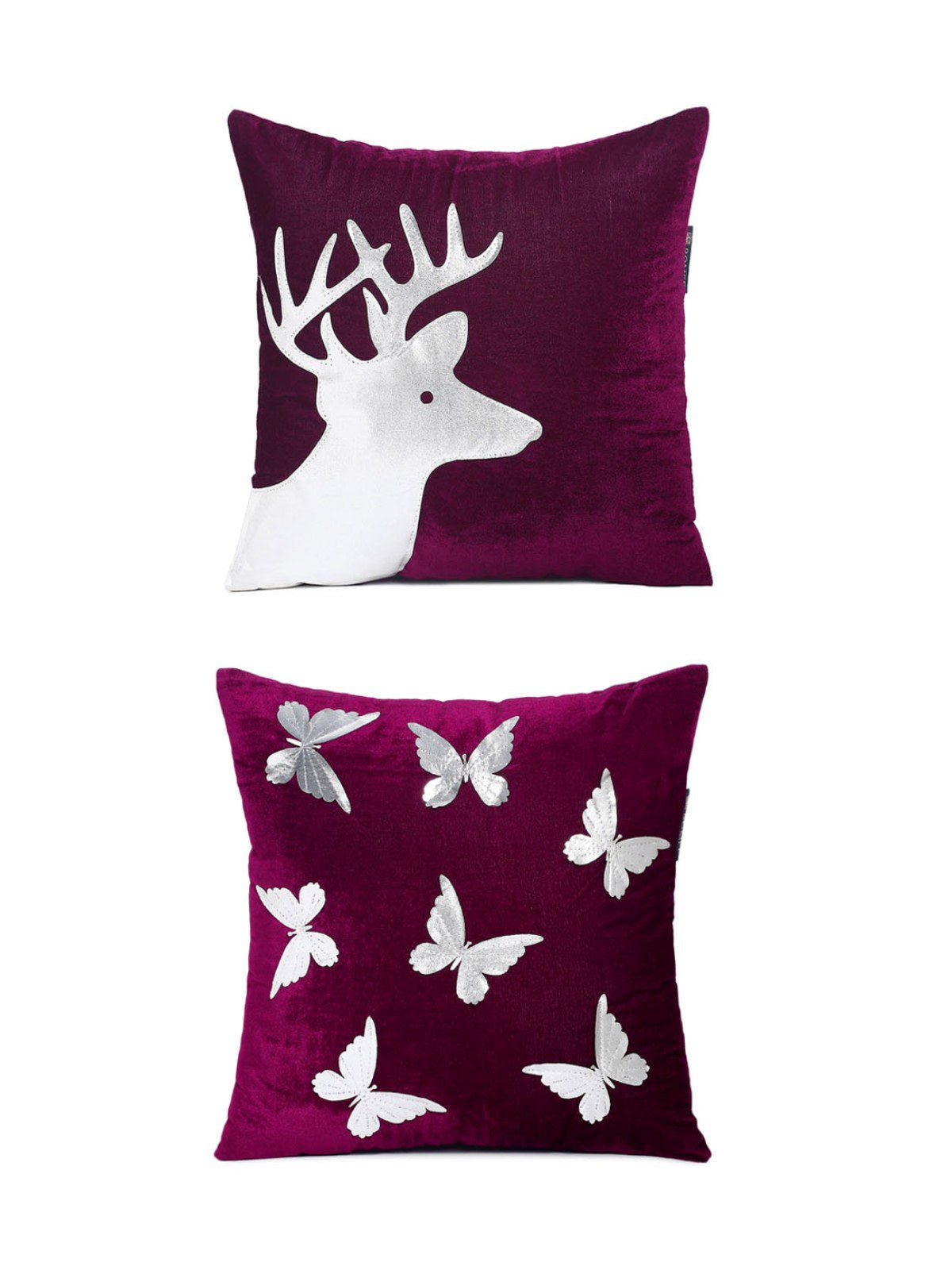 Multi Design 5 Piece Velvet Cushion Cover Set - 16" x 16", Purple