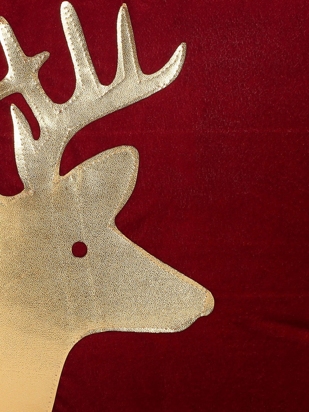 Deer Design 5 Piece Velvet Cushion Cover Set - 16" x 16", Red