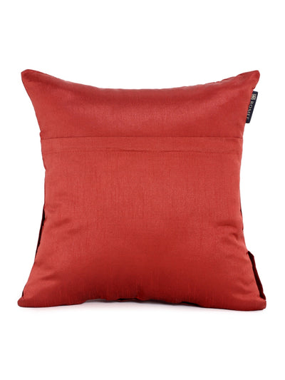 Polyester Designer Solid Plain Cushion Cover 16 inch x 16 inch, Set of 5 - Red