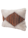 Off White & Brown Set of 2 Wool Tufted 12 Inch x 18 Inch Cushion Covers