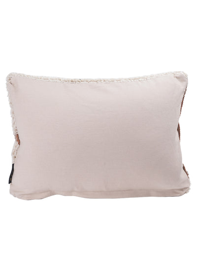 Off White & Brown Set of 2 Wool Tufted 12 Inch x 18 Inch Cushion Covers