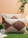 Off White & Brown Set of 2 Wool Tufted 12 Inch x 18 Inch Cushion Covers