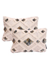 Cream & Blue Set of 2 Wool Tufted 12 Inch x 18 Inch Cushion Covers