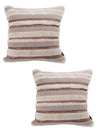 Brown & Beige Set of 2 Wool Tufted 18 Inch x 18 Inch Cushion Covers