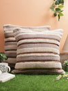 Brown & Beige Set of 2 Wool Tufted 18 Inch x 18 Inch Cushion Covers