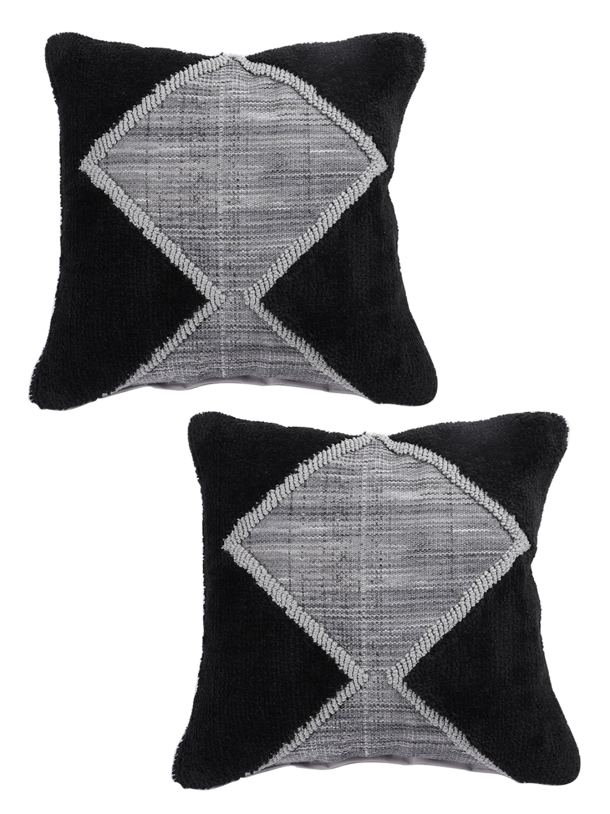 ROMEE Black ZigZag Printed Cushion Covers Set of 2