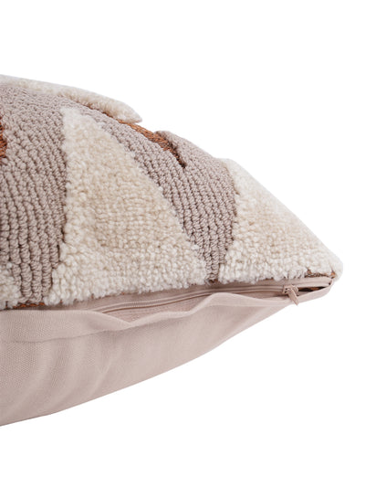 Beige Set of 2 Wool Tufted 18 Inch x 18 Inch Cushion Covers