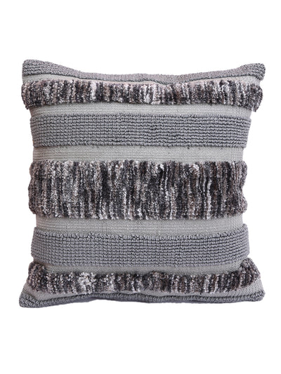 Grey Set of 2 Wool Tufted 18 Inch x 18 Inch Cushion Covers