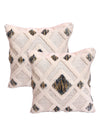 Cream Set of 2 Wool Tufted 18 Inch x 18 Inch Cushion Covers